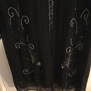 Long beaded sheer jacket